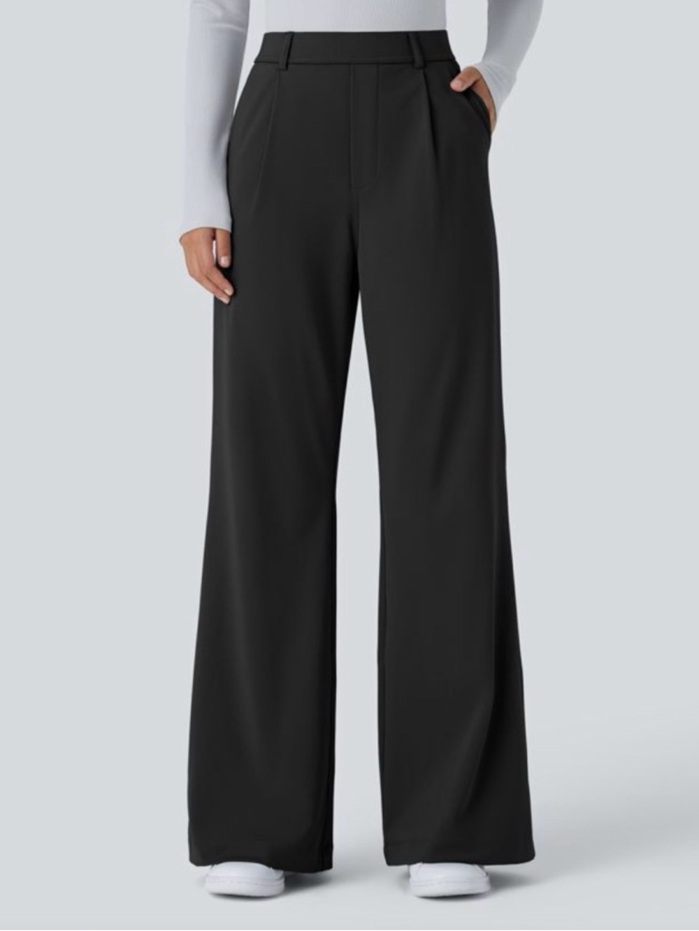 Halara Flex DayStretch High Waisted Pocket Work Flare Pants Black Size Large NEW